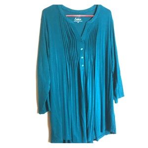 Simply Emma 3x teal blouse with long sleeves